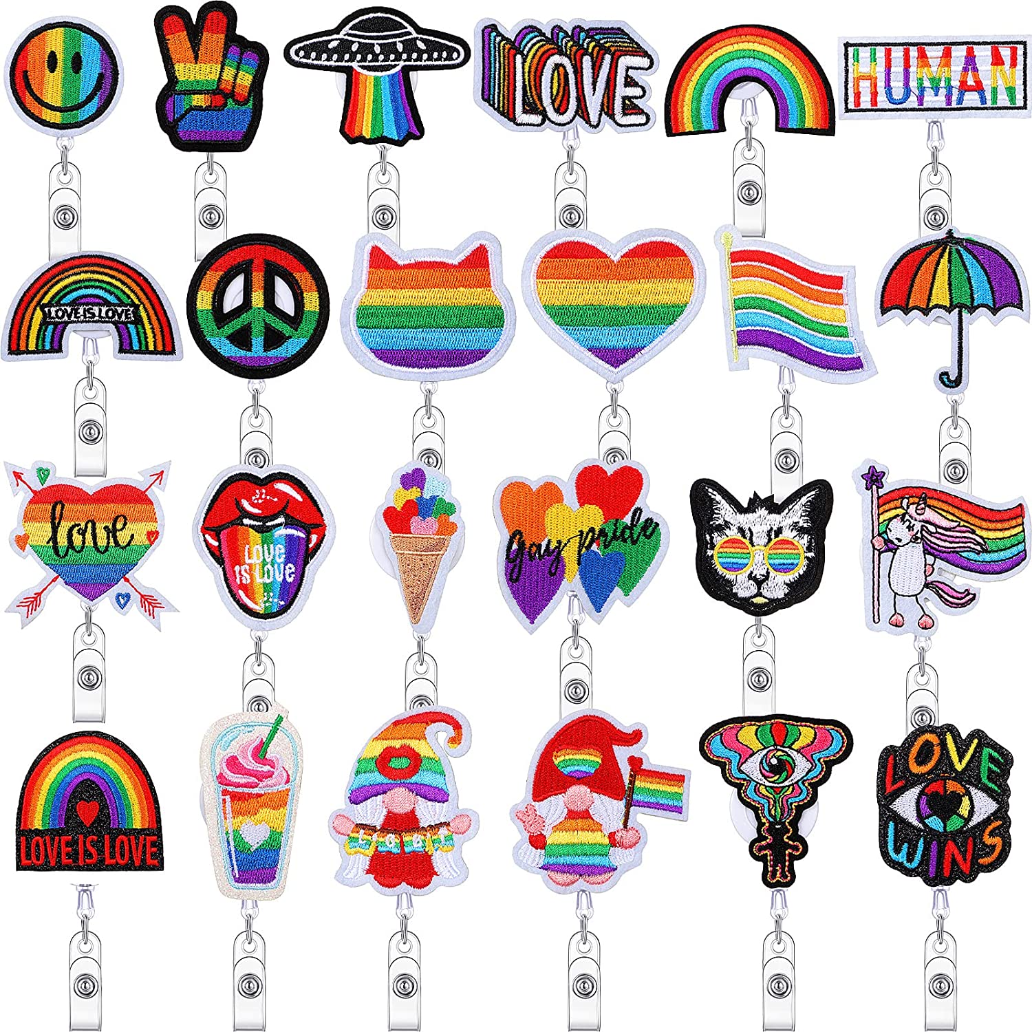 24 Pcs Rainbow Badge Reels Rainbow Retractable Badge Reel– Pandaogo