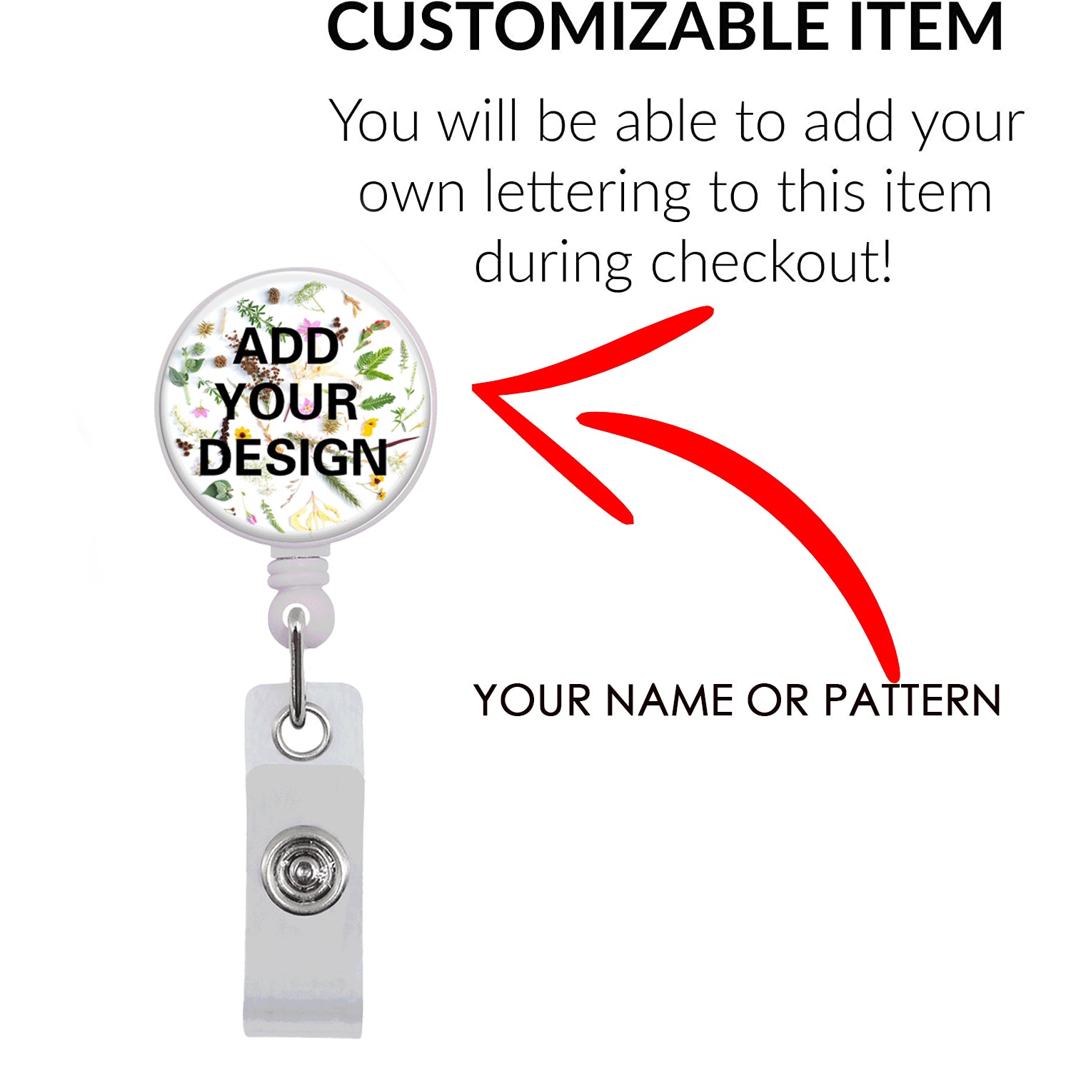 Custom Decorative Retractable ID Badge Holder Reels with Back Clip