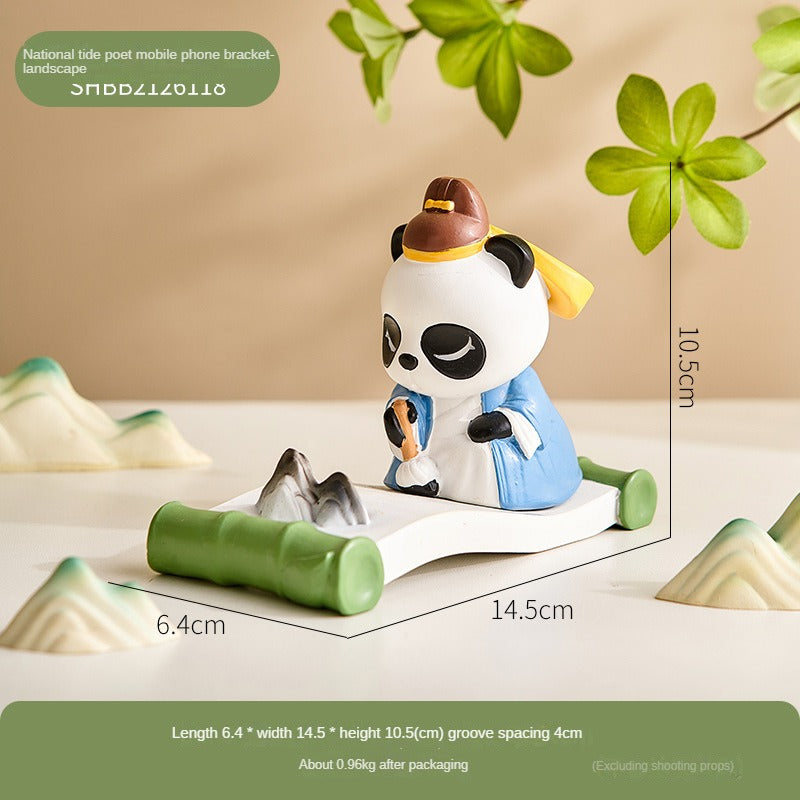 Creative cute panda mobile phone desktop bracket China-Chic decoration chasing drama artifact support frame birthday gift
