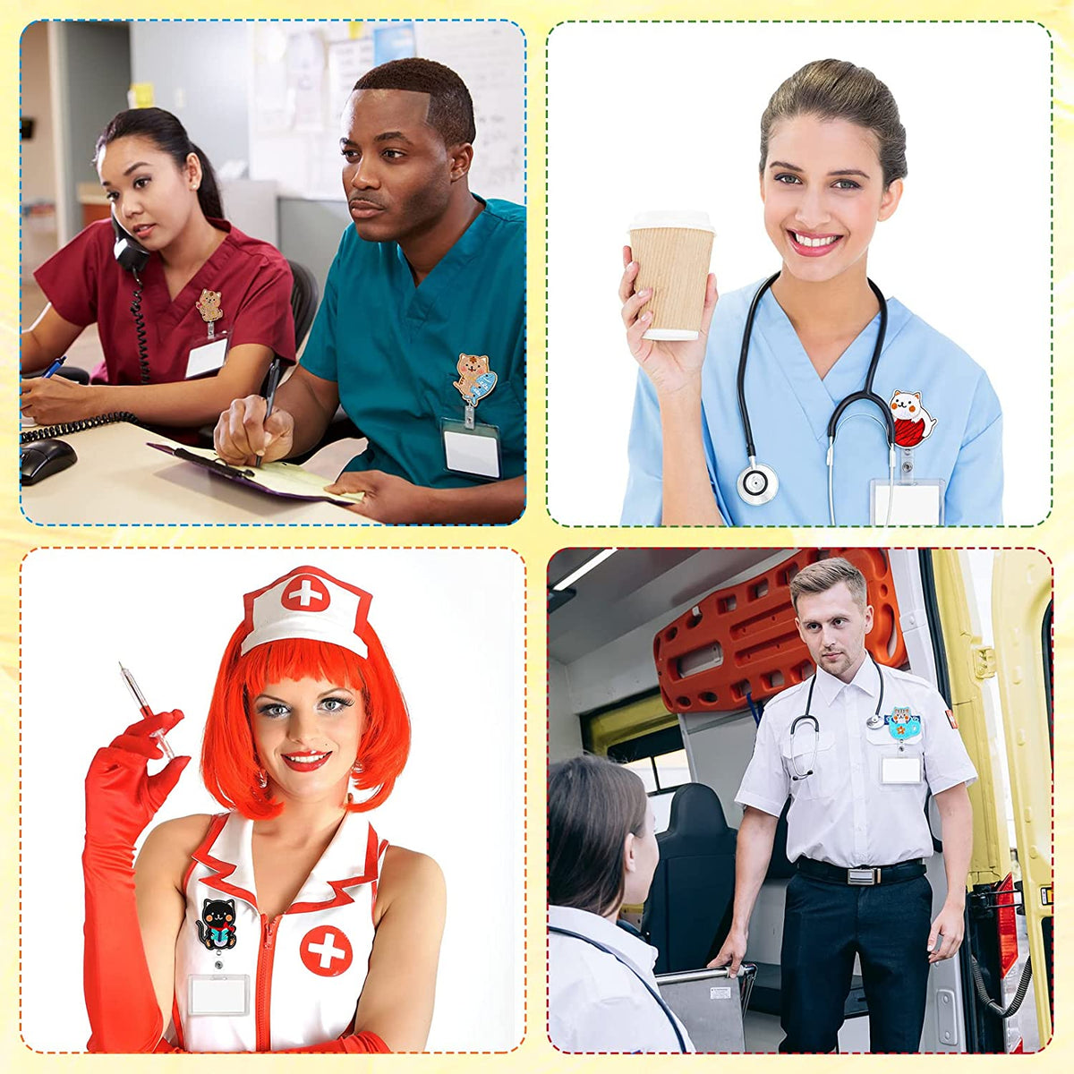 8 Pieces Felt Badge Reel Retractable Cute Nurse Badge Holder