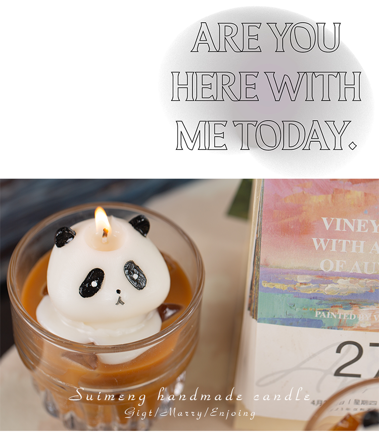 Soybean wax panda coffee creative aromatherapy candle wind gift box home