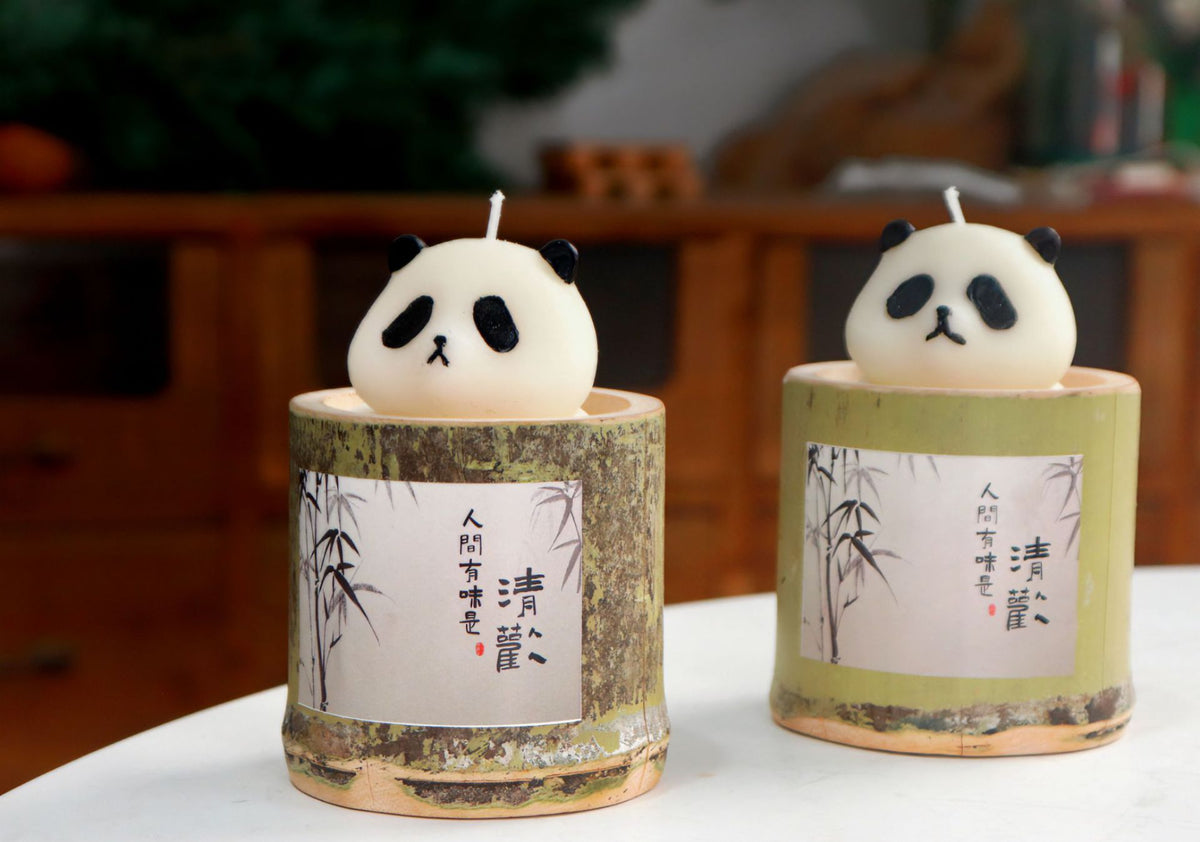 Panda Bamboo Aroma Candle, Soybean Wax, Bamboo Tube Fragrance, Indoor Soybean Wax Gift