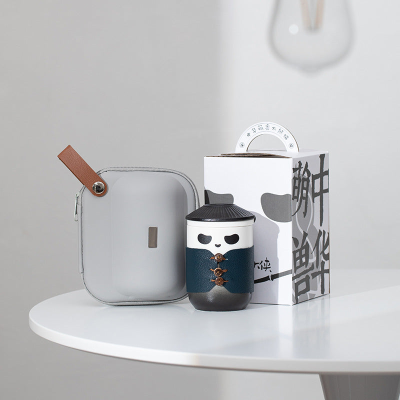 Panda mug high-value tea separation and filtration office cup outdoor portable Chinese ceramic gift
