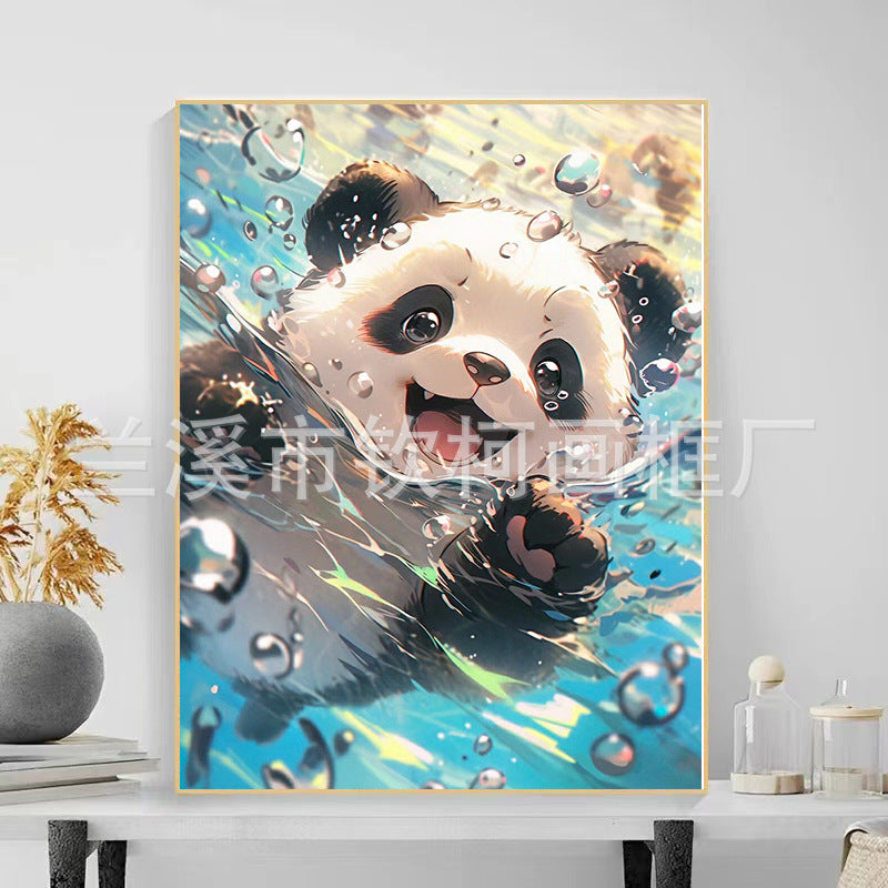 Panda DIY digital oil painting, animal coloring, oil painting, hand painting, painting, hand filling, healing acrylic decorative painting