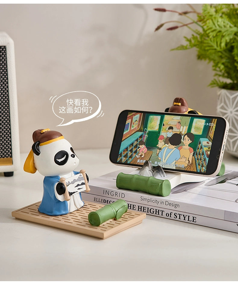 Creative cute panda mobile phone desktop bracket China-Chic decoration chasing drama artifact support frame birthday gift
