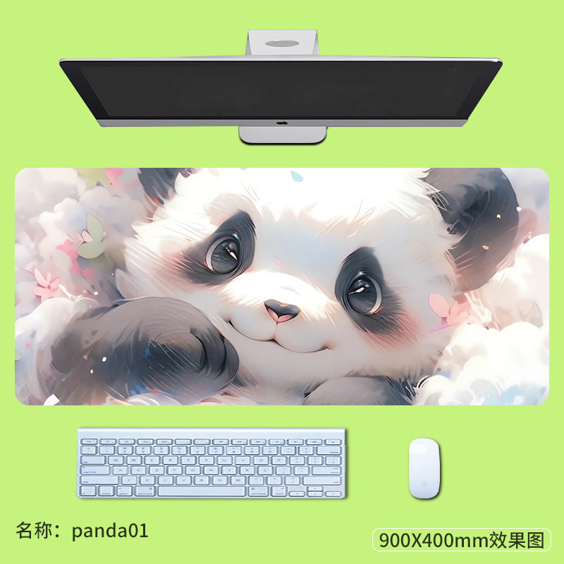 Cute cartoon mouse pad, oversized national treasure, panda keyboard, anti slip pad, girl learning, office, high appearance desk pad