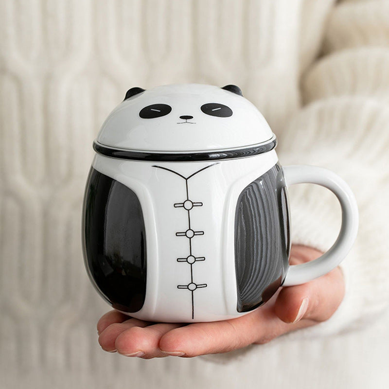 Creative country tide Feng Shui Cup cute panda mug tea separation cup high value mug with lid practical gift