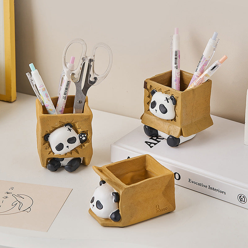 Creative and Cute Panda Penholder Storage Box Office Desk Decoration