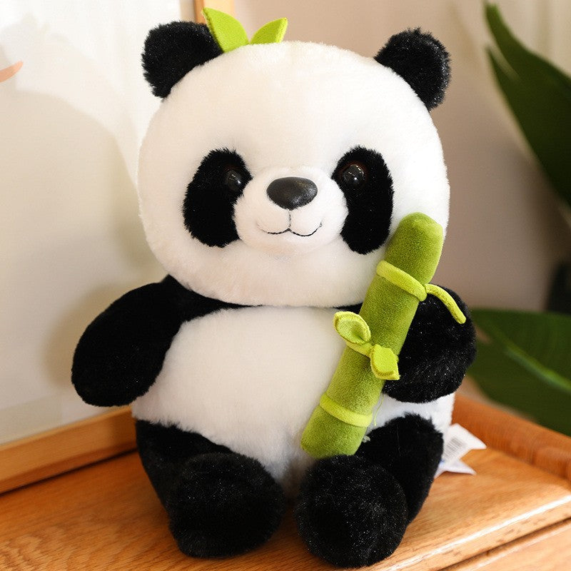 Online celebrity bamboo tube panda baby plush toy simulation Panda hug bamboo doll gift cute children plush doll.