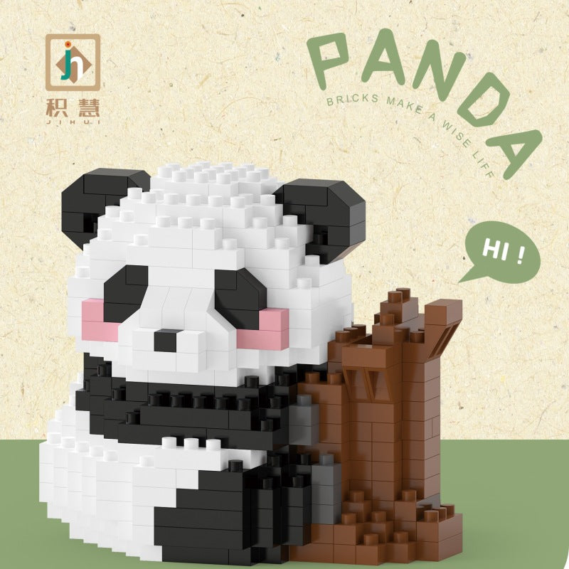 Cartoon model Panda 1066-77 art high ornaments assembled China building block toys children.