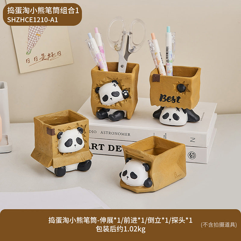 Creative and Cute Panda Penholder Storage Box Office Desk Decoration