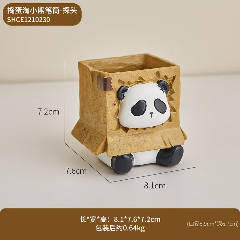 Creative and Cute Panda Penholder Storage Box Office Desk Decoration