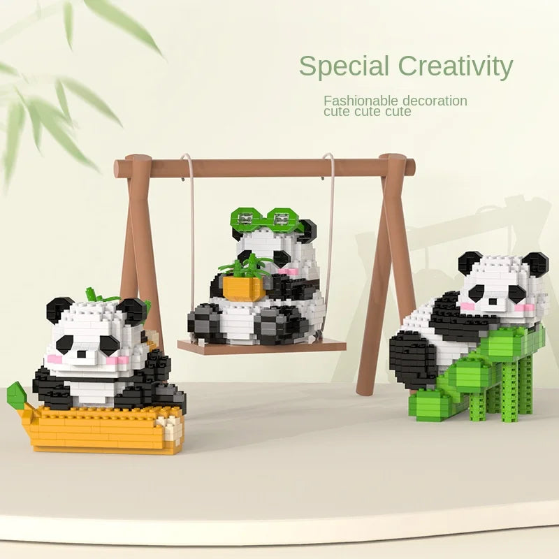 National treasure panda Meng Lanfubao building block model ornaments children&#039;s educational assembly building block toy gifts