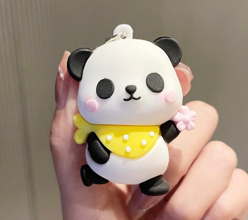 Kawaii panda flower keychain