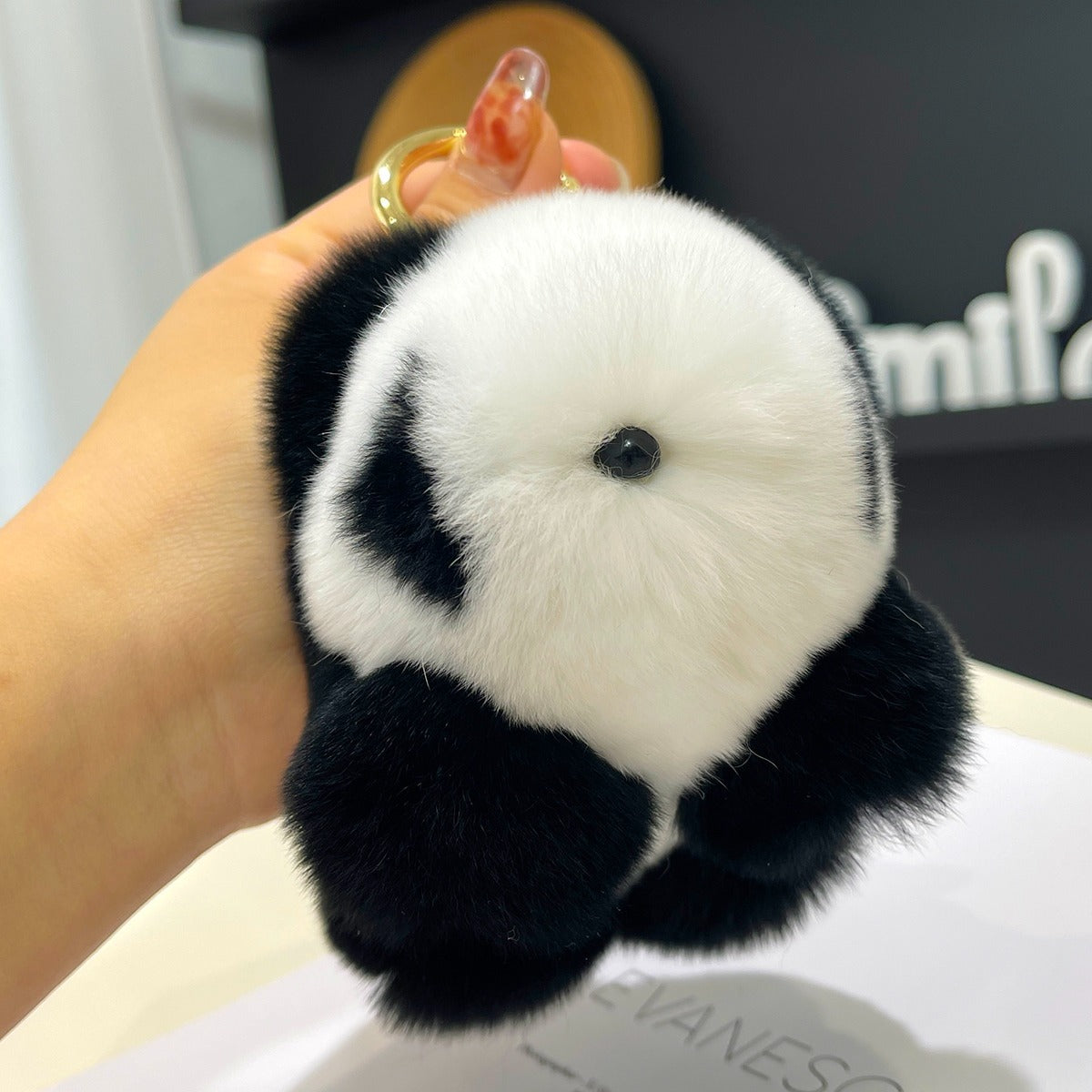 Milk fur panda decorative keychain