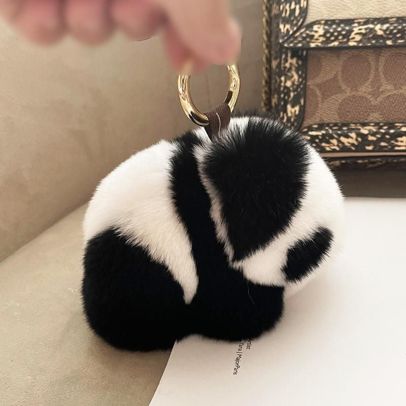 Milk fur panda decorative keychain