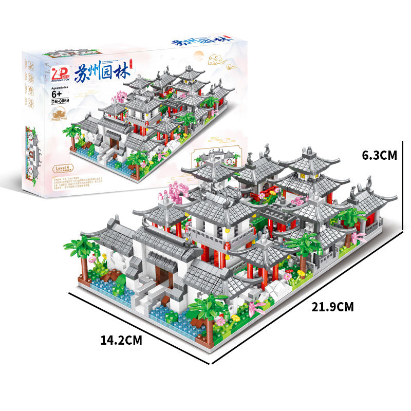 Suzhou Garden Chinese style architecture, adult puzzle micro particle assembly building block toy decoration model